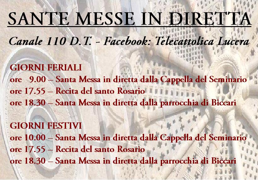 Messe in diretta, i nuovi orari dal 12 marzo - Diocesi di Lucera-Troia